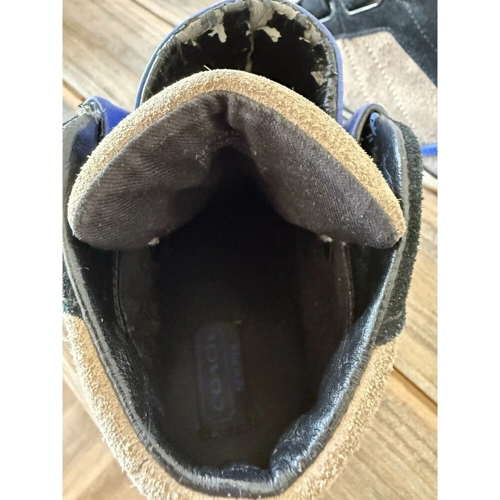 Coach Dreama Sneakers Suede Strap Wedges Size 6B Blue/Black/Tan - Picture 8 of 9